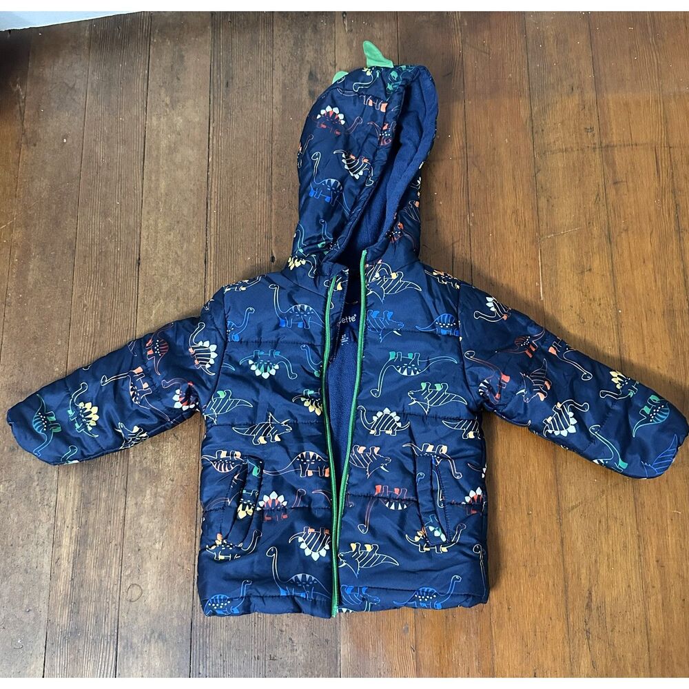 Wipette Navy Dino Puffer Coat Navy Color 2T